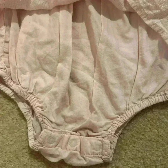 GAP - Pink one piece sleeveless dress with silver stripe design. Sz 6-12 months - Picture 2 of 5